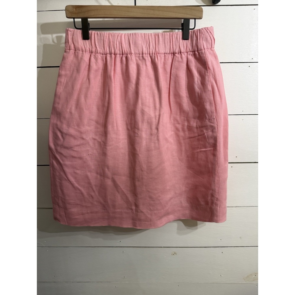 J Crew Skirt Womens Medium Light Pink 100% Linen Paperbag Waist Old Money Classy